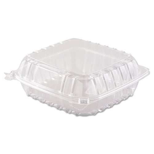 Dart ClearSeal Hinged-Lid Plastic Containers, 8.3 x 8.3 x 3, Clear, Plastic, 250/Carton (C90PST1)