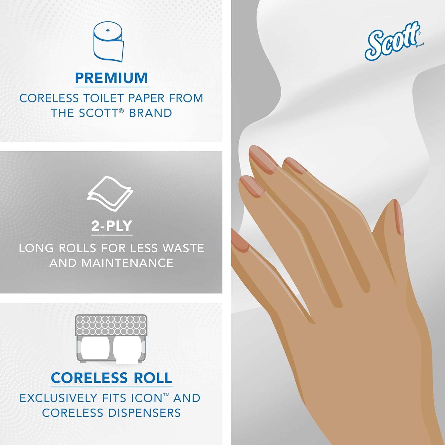 Essential Coreless High-Capacity Standard Roll Toilet Paper, Bulk (04007), 2-Ply, White (36 Rolls of 1,000 Sheets, 36,000 Sheet Total)