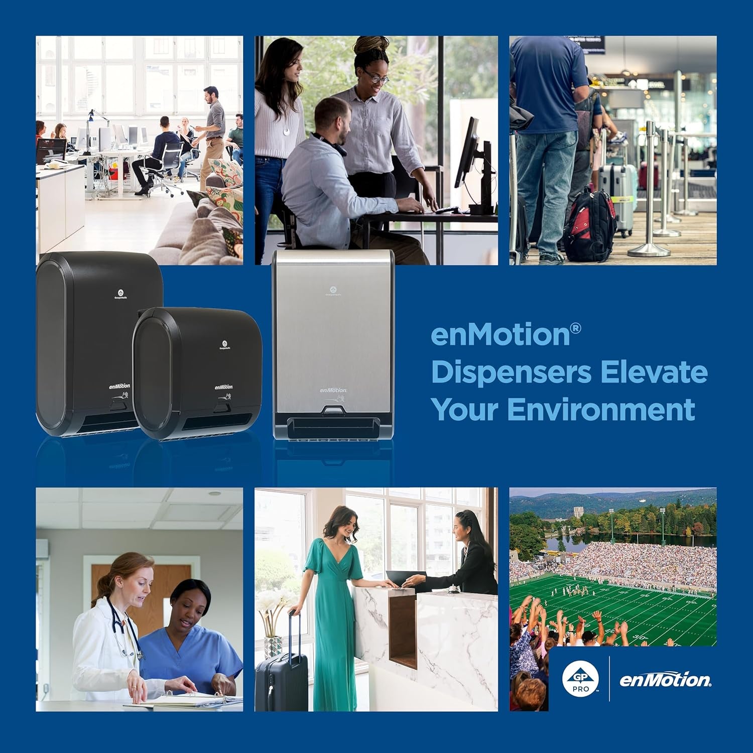 Enmotion Flex 8" Paper Towel Rolls by GP PRO, White, 550 Feet per Roll, 6 Bulk Paper Towel Rolls per Case, 89720