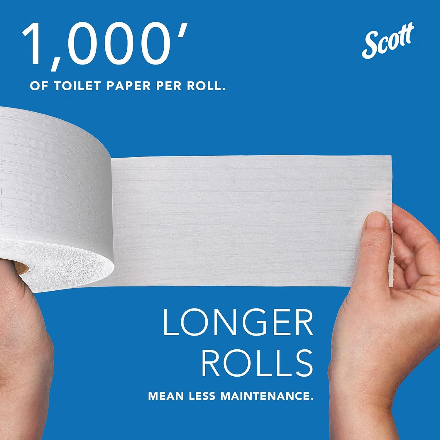 100% Recycled Fiber High-Capacity Jumbo Roll Bulk Toilet Paper (67805), 2-Ply, White, Non-Perforated (12 Rolls at 1,000' Each, 12,000'/Case)