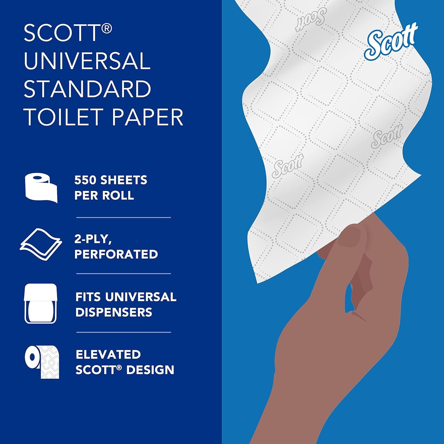 Standard Roll Bulk Toilet Paper (04460), 2-Ply, Elevated Design, White, Individually Wrapped (80 Rolls of 550 Sheets, 44,000 Sheet Total)