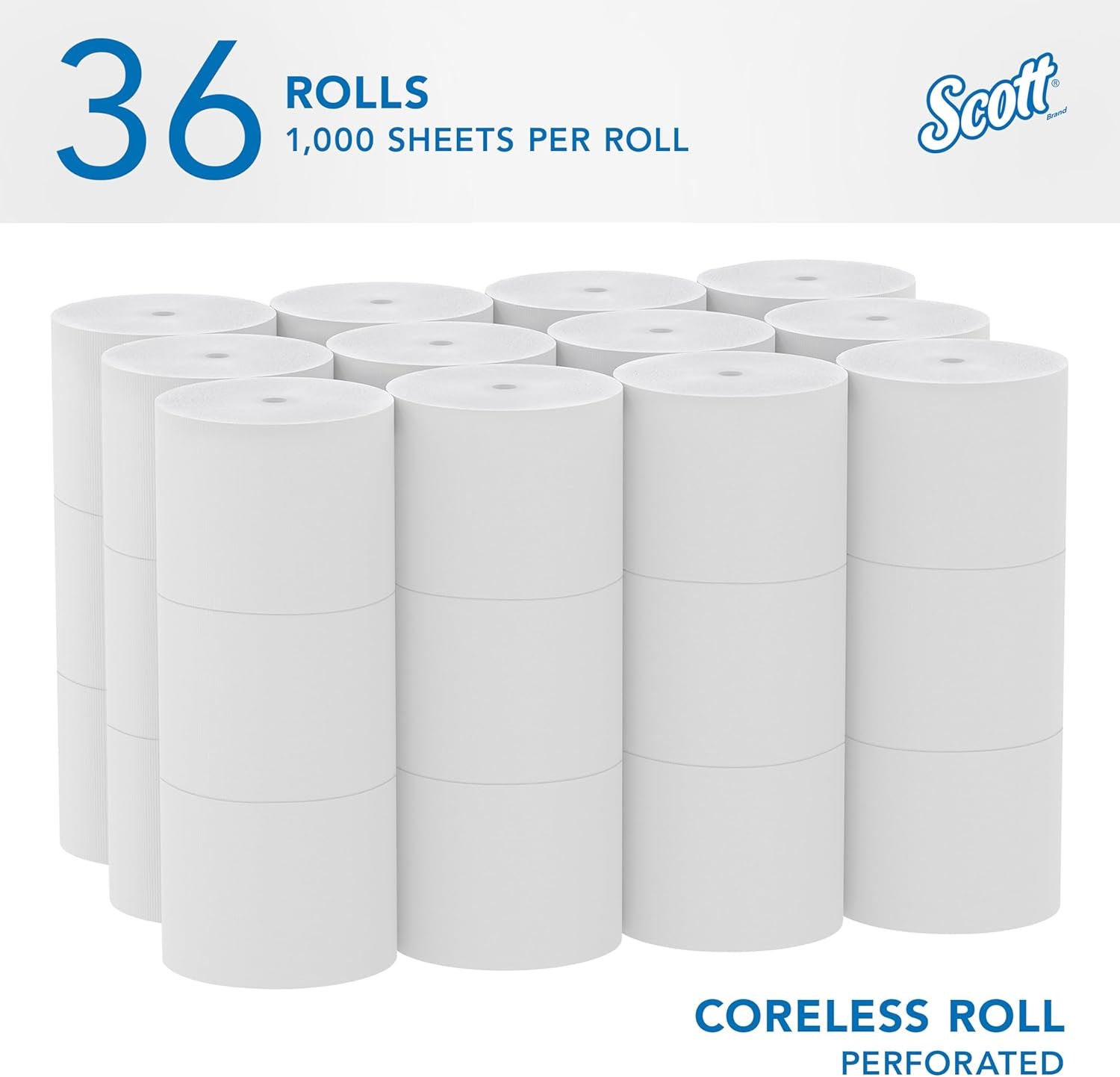 Essential Coreless High-Capacity Standard Roll Toilet Paper, Bulk (04007), 2-Ply, White (36 Rolls of 1,000 Sheets, 36,000 Sheet Total)