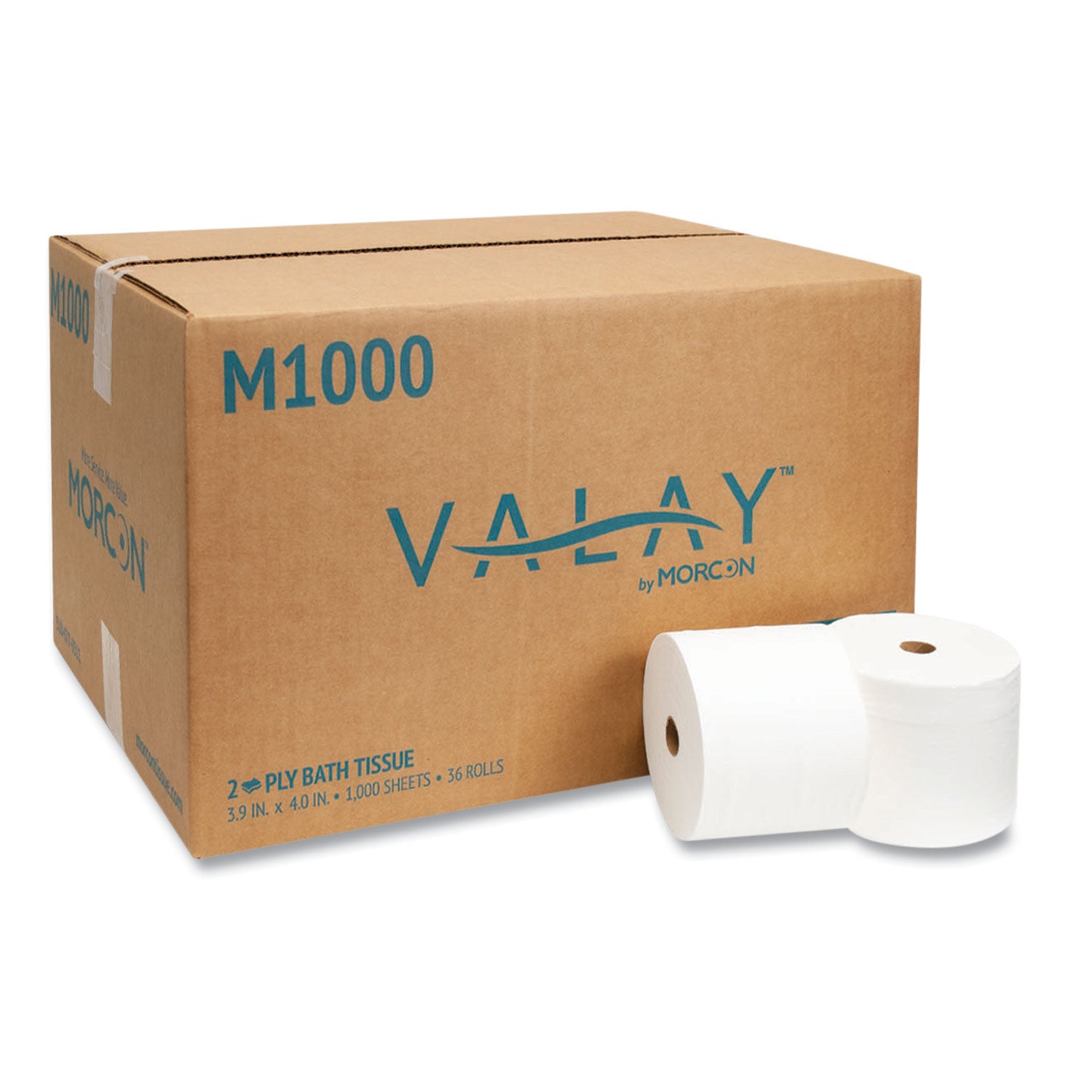 Mor-Soft Small Core Toilet Paper, 2-Ply, 1000 Sheets, 36 Rolls (M1000)