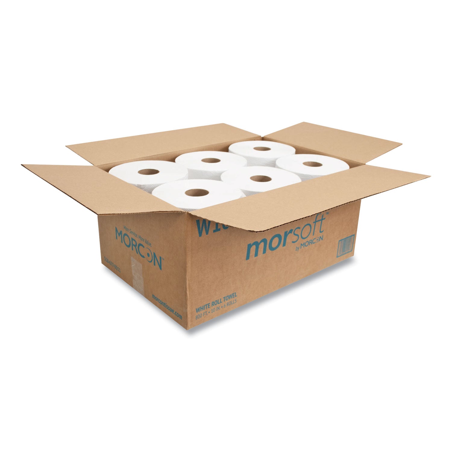 Morcon® Hardwound Paper Towels, White, 1-Ply, 800-ft., 6 Rolls (W106)