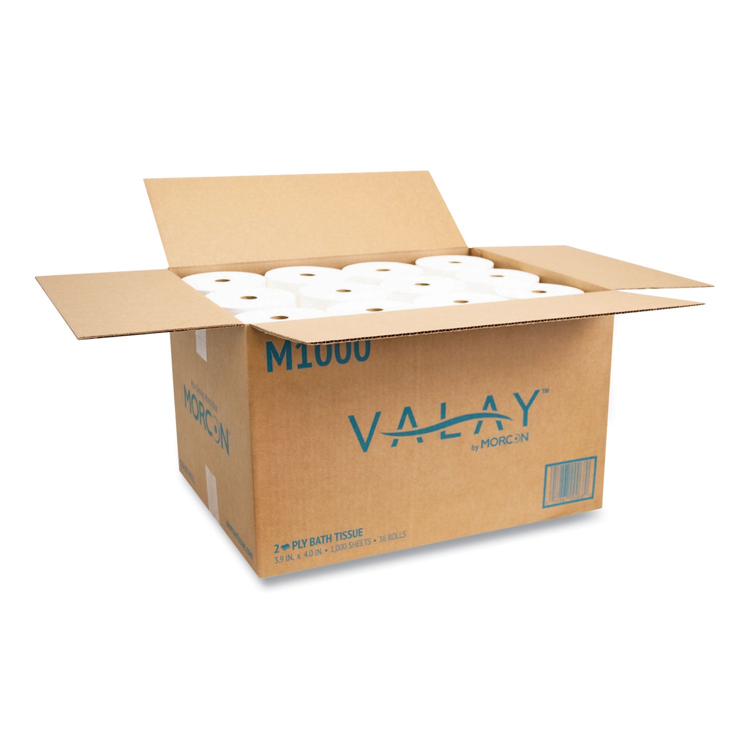 Mor-Soft Small Core Toilet Paper, 2-Ply, 1000 Sheets, 36 Rolls (M1000)