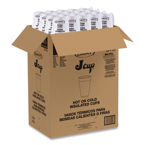 Dart Foam Drink Cups, 16 oz, White, 20/Bag, 25 Bags/Carton (16J165)