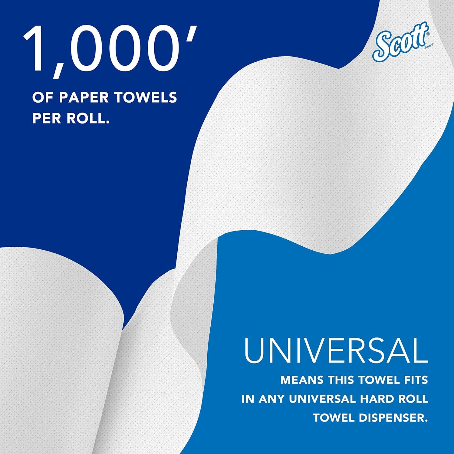 Professional Essential Universal High-Capacity Hard Roll Paper Towels, Bulk (01005), 8" Long, 1.5" Core, Absorbency Pockets, White (6 Rolls at 1,000' Each, 6,000'/Case)