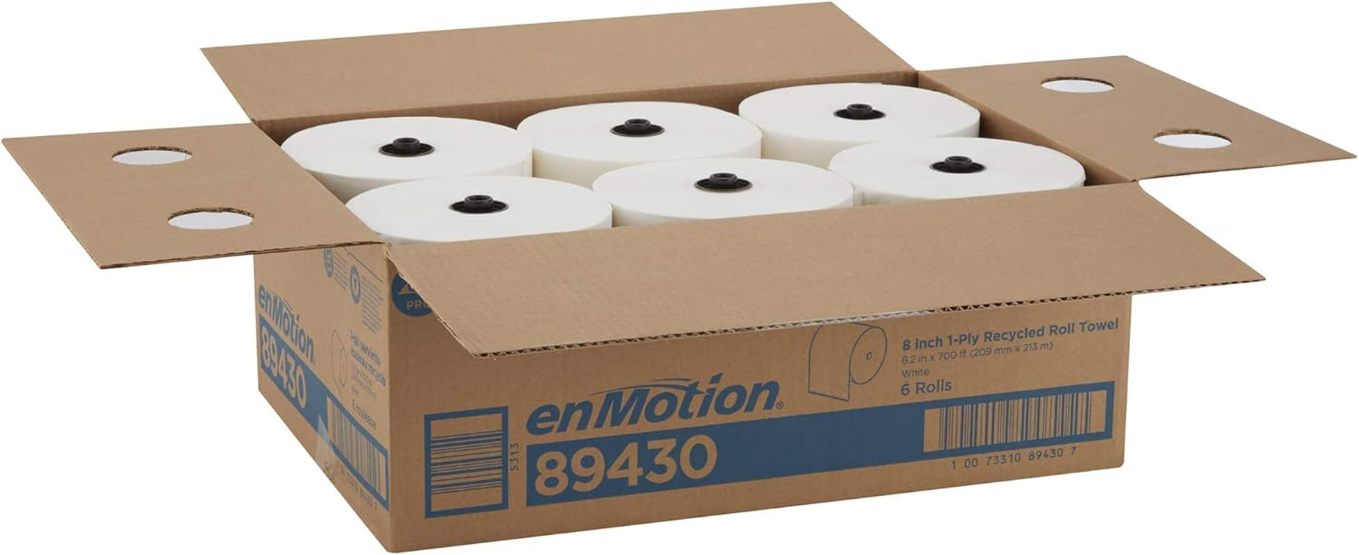 Enmotion 8" Recycled Paper Towel Rolls by GP PRO, White, 700 Feet per Roll, 6 Bulk Paper Towel Rolls per Case, 89430