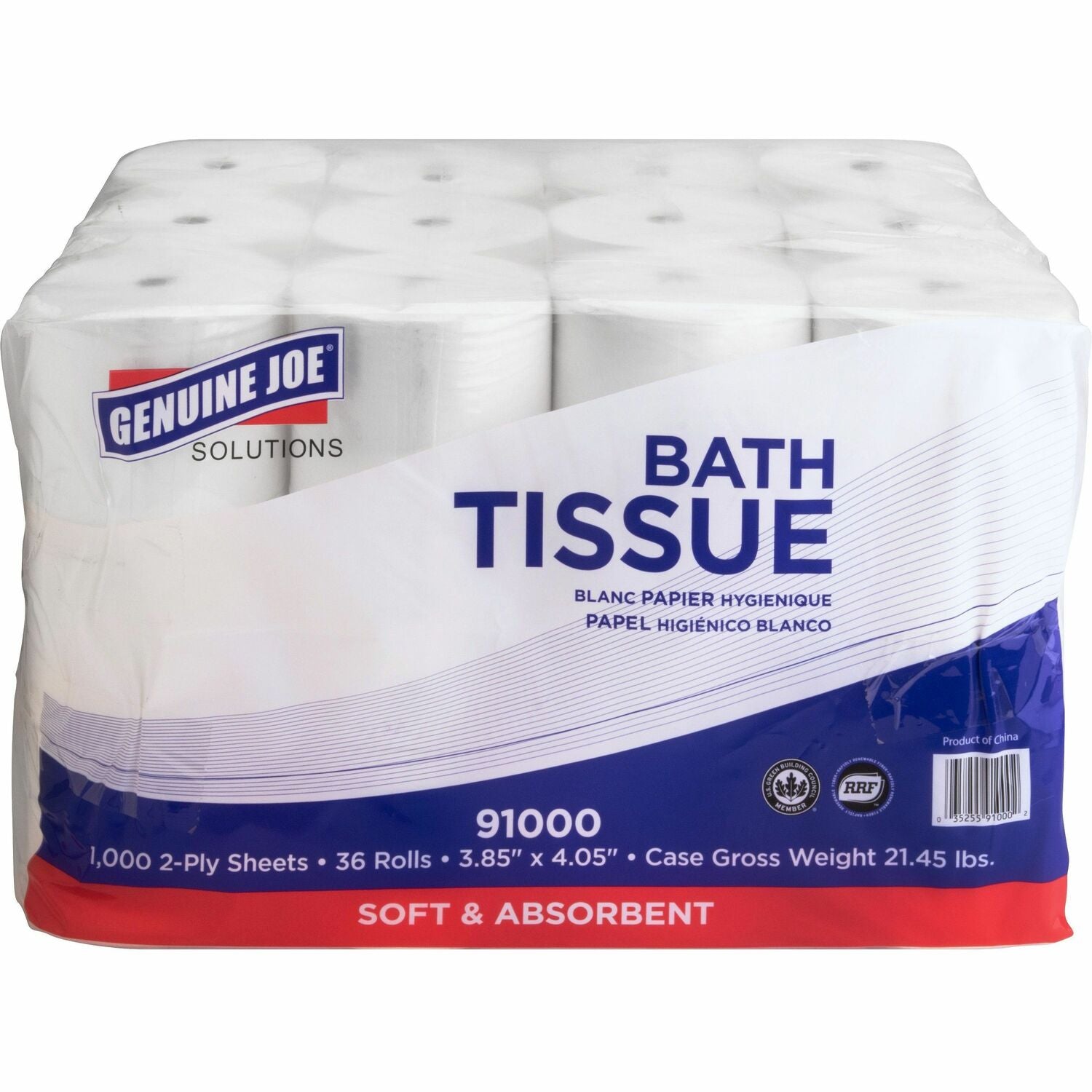 Genuine Joe® Standard Toilet Paper, 2-Ply,, 1,000 Sheets, 36 Rolls (GJO91000)