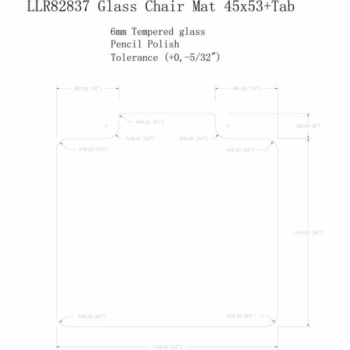 Lorell Tempered Glass Chairmat with Lip Hardwood Floor, Carpet53" Width x 45" Depth - Lip Size 6" Length x 23" Width - Tempered Glass - Clear - 1 Each (LLR82837)