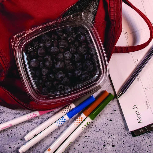 Dart ClearPac SafeSeal Tamper-Resistant/Evident Containers, Flat Lid, 8 oz, 4.9 x 1.4 x 5.5, Clear, Plastic, 100/Bag, 2 Bags/CT (CH8DEF)