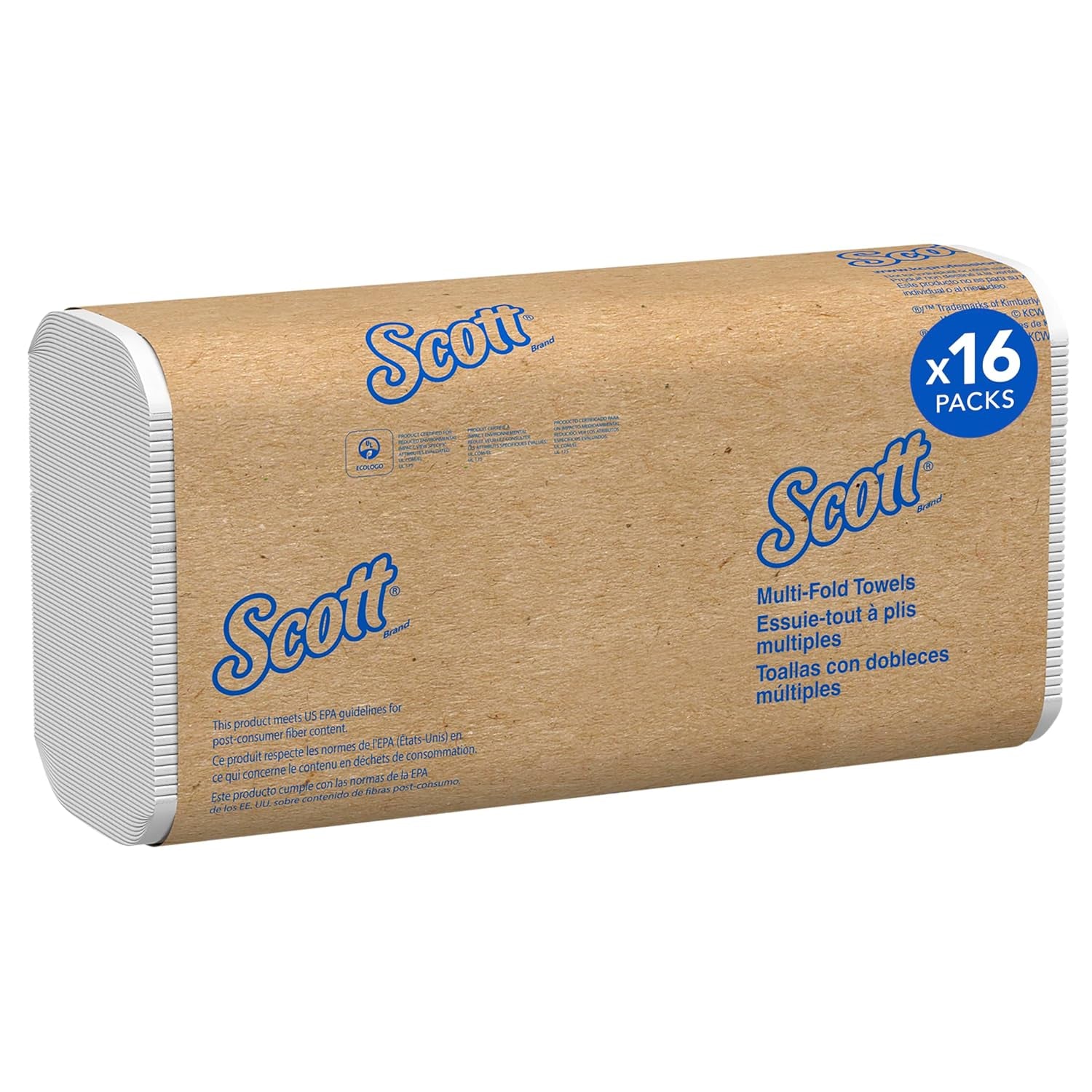 Universal Multifold Paper Towels, Bulk (01804), Absorbency Pockets, White, 9.2'X9.4' Towel, Compressed (250 Sheets/Pack, 16 Packs/Case, 4,000 Sheet Total)