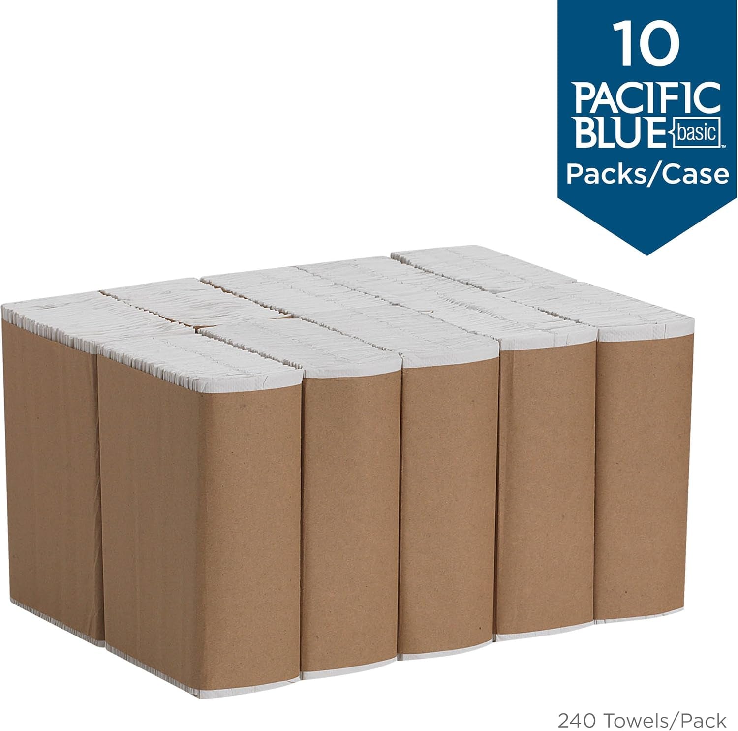 Pacific Blue Basic, 1-Ply C-Fold Paper Towels by GP PRO, White, 20603, 2,400 Towels/Pack,10 Packs/Case