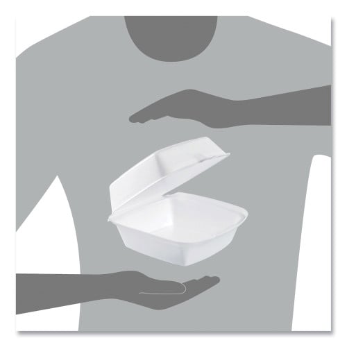 Dart Foam Hinged Lid Containers, 6 x 5.78 x 3, White, 500/Carton (60HT1)