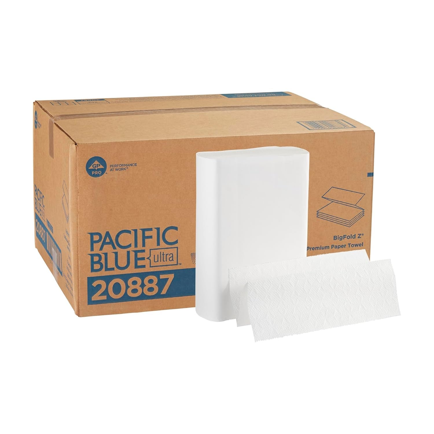 Pacific Blue Ultra Big Z-Fold Paper Towels by GP PRO (), White, 20887, 220 Paper Towels per Pack, 10 Packs per Case (2200 Total), 10.20'' X 10.80